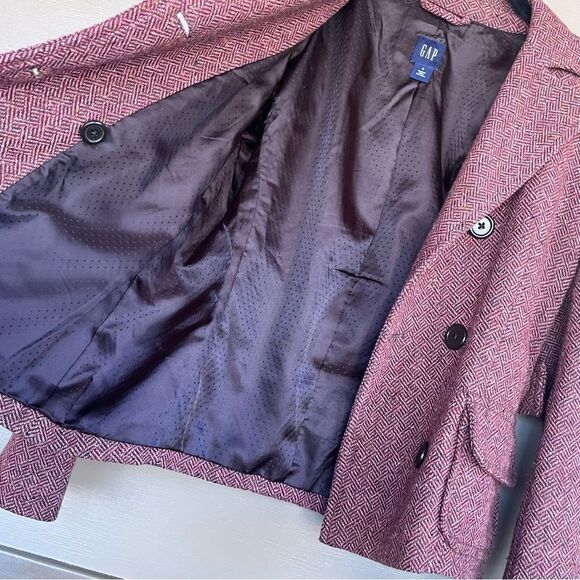 GAP Rust colored Herringbone Tweed Wool Blend Cropped Pea Coat 6 Small - Picture 6 of 10